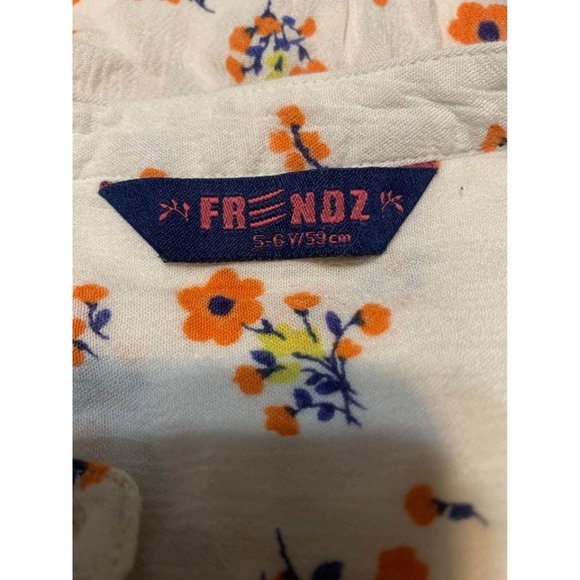 Frendz Flower Print Button Up Shirt Girls Size 5/6 - Picture 3 of 5